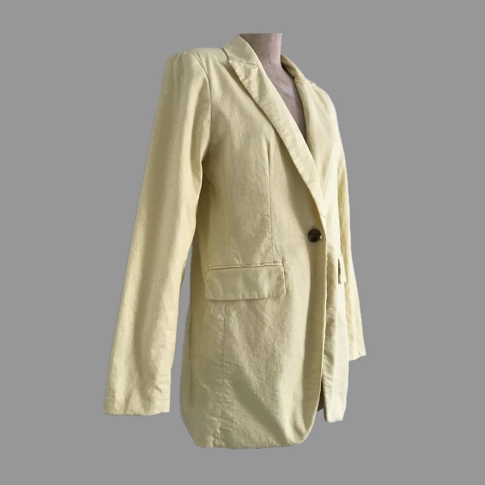 Banana Republic Yellow Linen Cotton Summer Blazer Jacket Womens Size 4